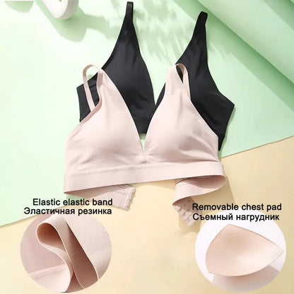 Soutien-gorge sans couture débardeur profond V dos nu