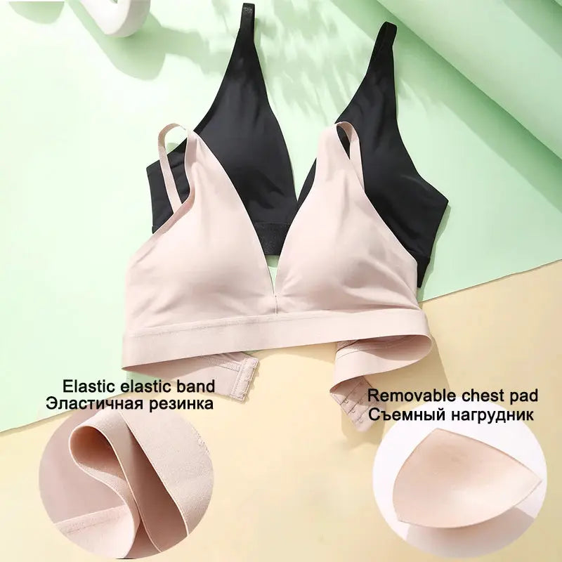 Soutien-gorge sans couture débardeur profond V dos nu