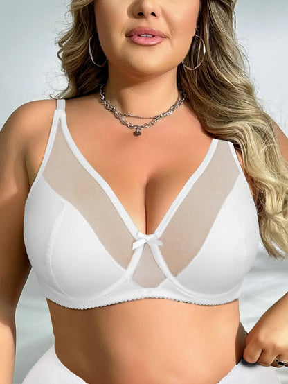 Soutien-gorge grande taille avec nœud en maille respirante