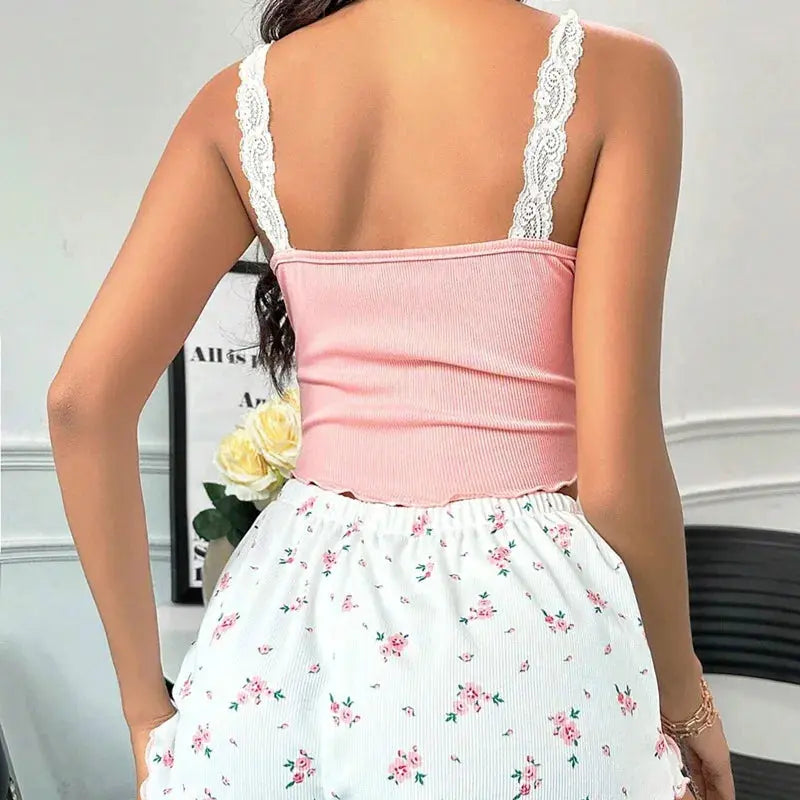 Pyjama deux pieces Dos Nu Sexy dentelle - vêtement  de nuit femme