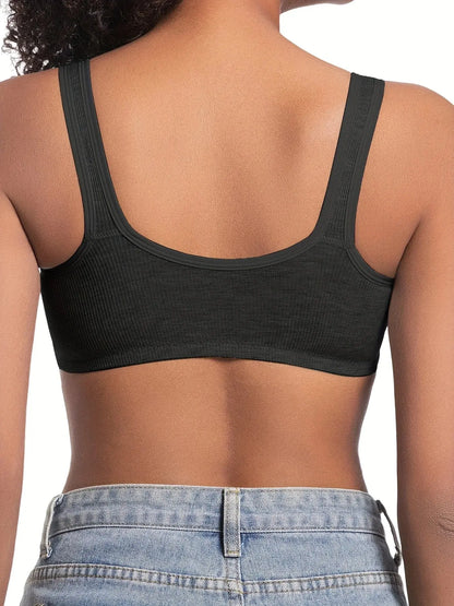 Soutien-gorge sans armatures couleur unie bonnets fixes