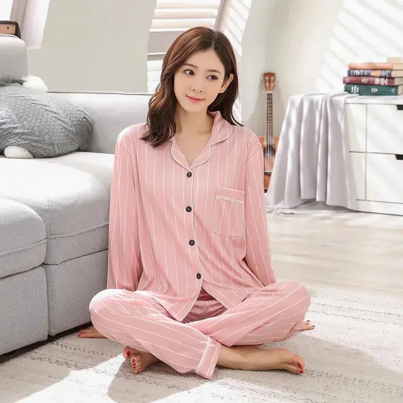 Ensemble pyjama deux pièces femme, col en v, haut boutonné et pantalon