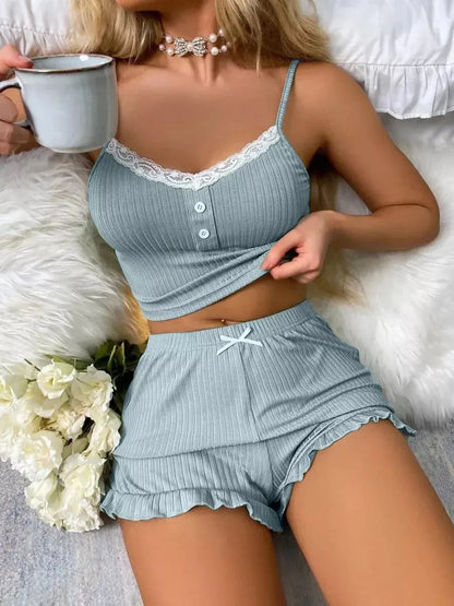 Ensemble pyjama uni pour femmes, haut sans manches, vêtement de nuit
