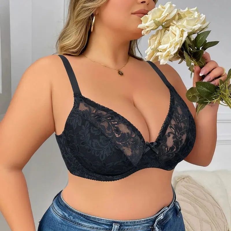Soutien-gorge en dentelle à armatures pour femme - Grande taille.