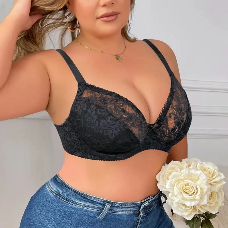 Soutien-gorge en dentelle à armatures pour femme - Grande taille.